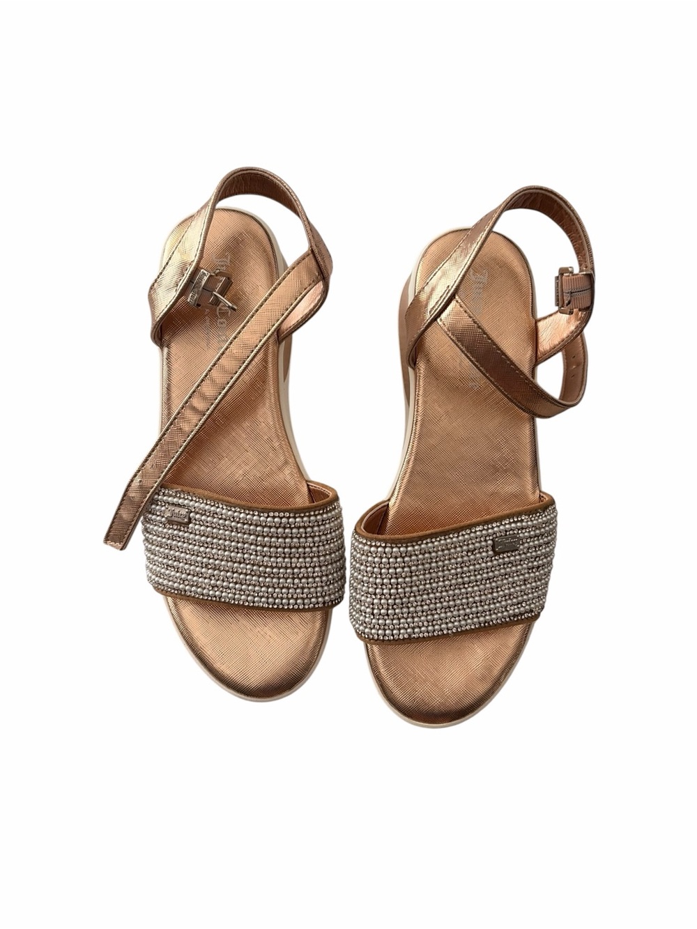Juicy Couture Rose Gold Beaded Strap Sandals - Women